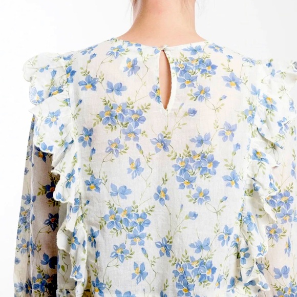 NWT $325 The Great the flutter top - blue bonnet floral - Picture 2 of 3